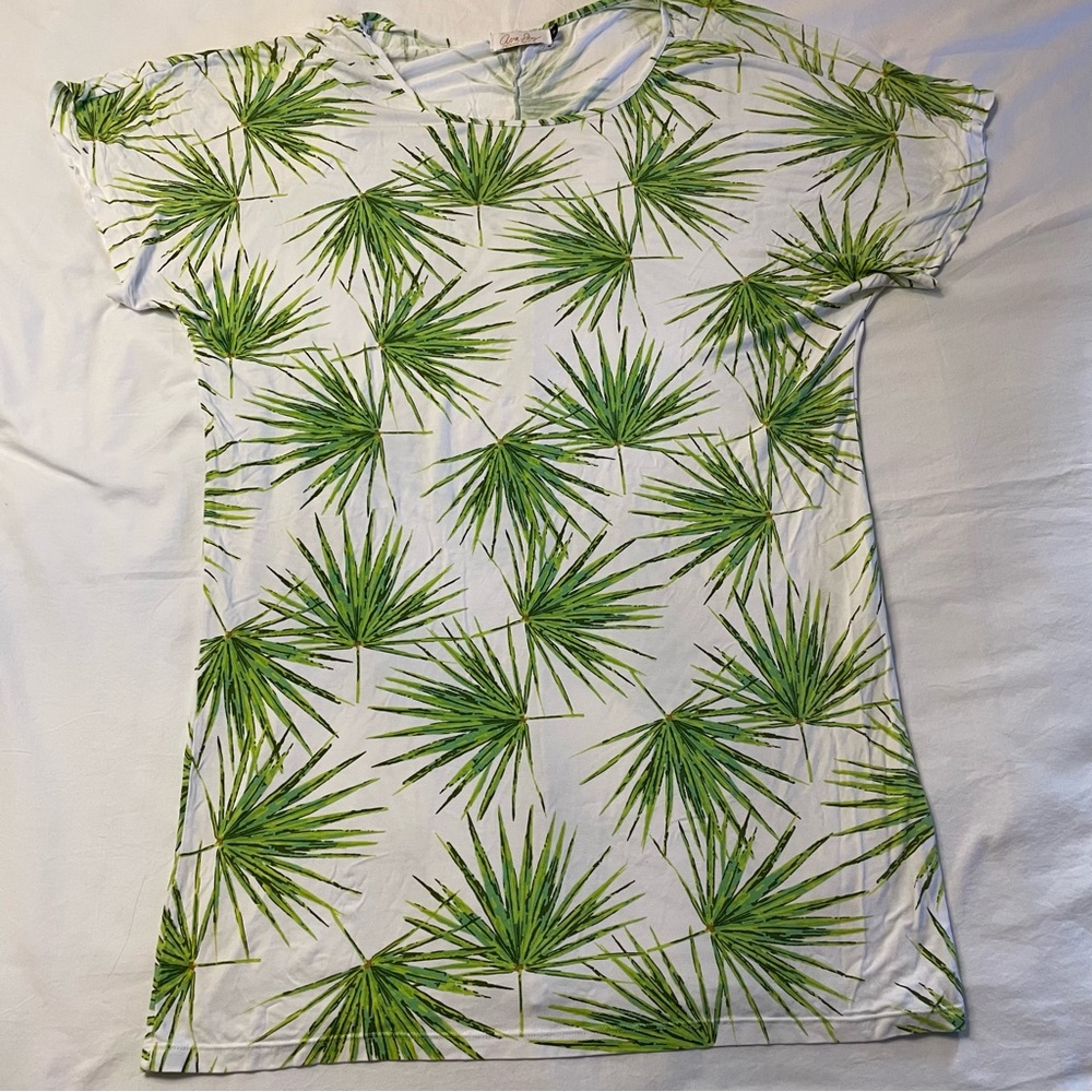 Ava Sky Green Palm Print Mini Dress